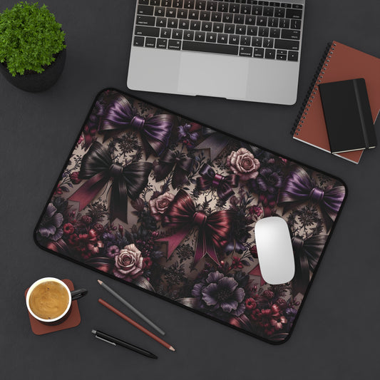 Gothic Floral Desk Mat, Gothic Coquette Mat, Coquette Desk Mat, Bow Desk Mat, Large Desk Mat, Cute Desk Mat, Desk Protector