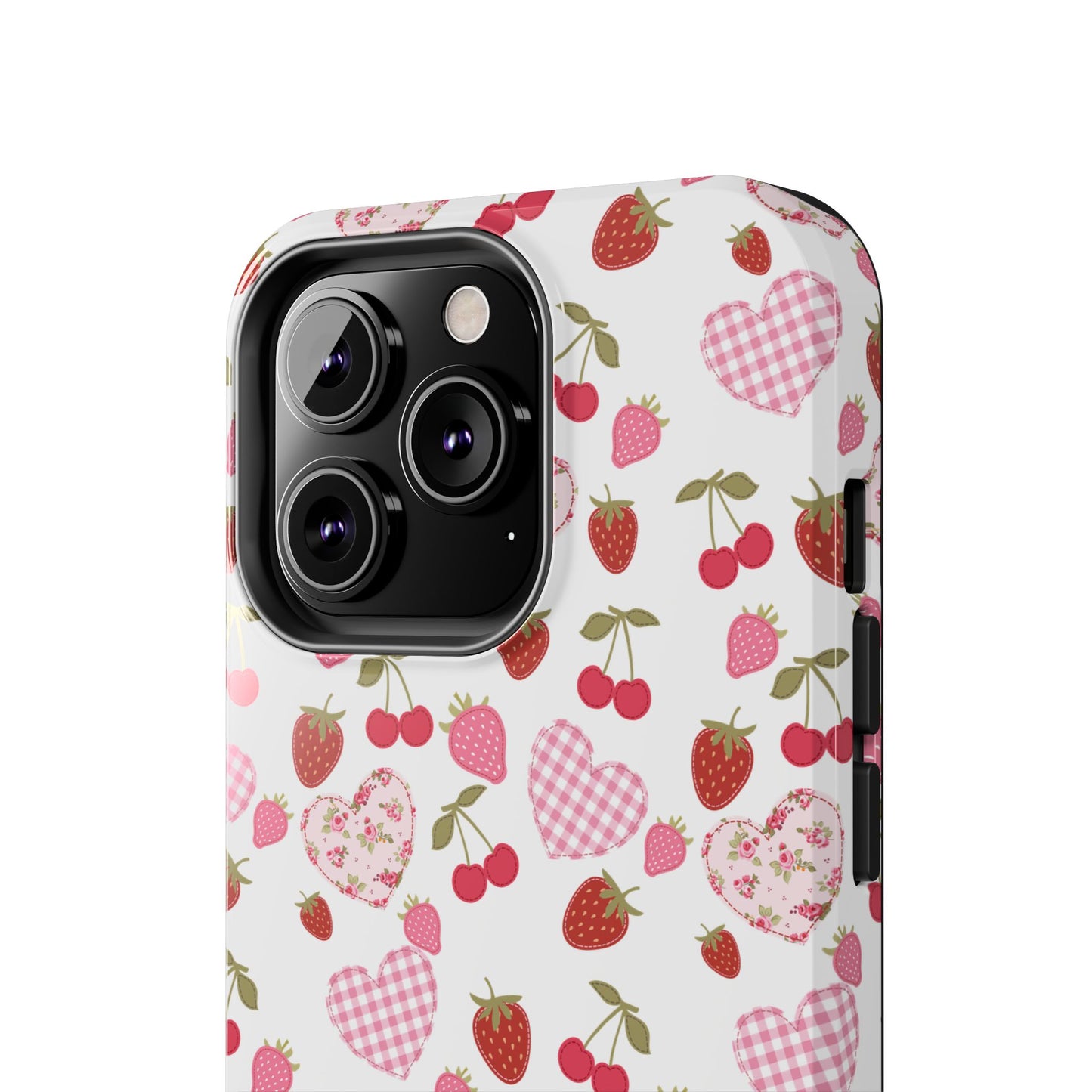 Hearts and Berries Phone Case, Coquette Design Case, Durable Phone Case, Tough Phone Cases