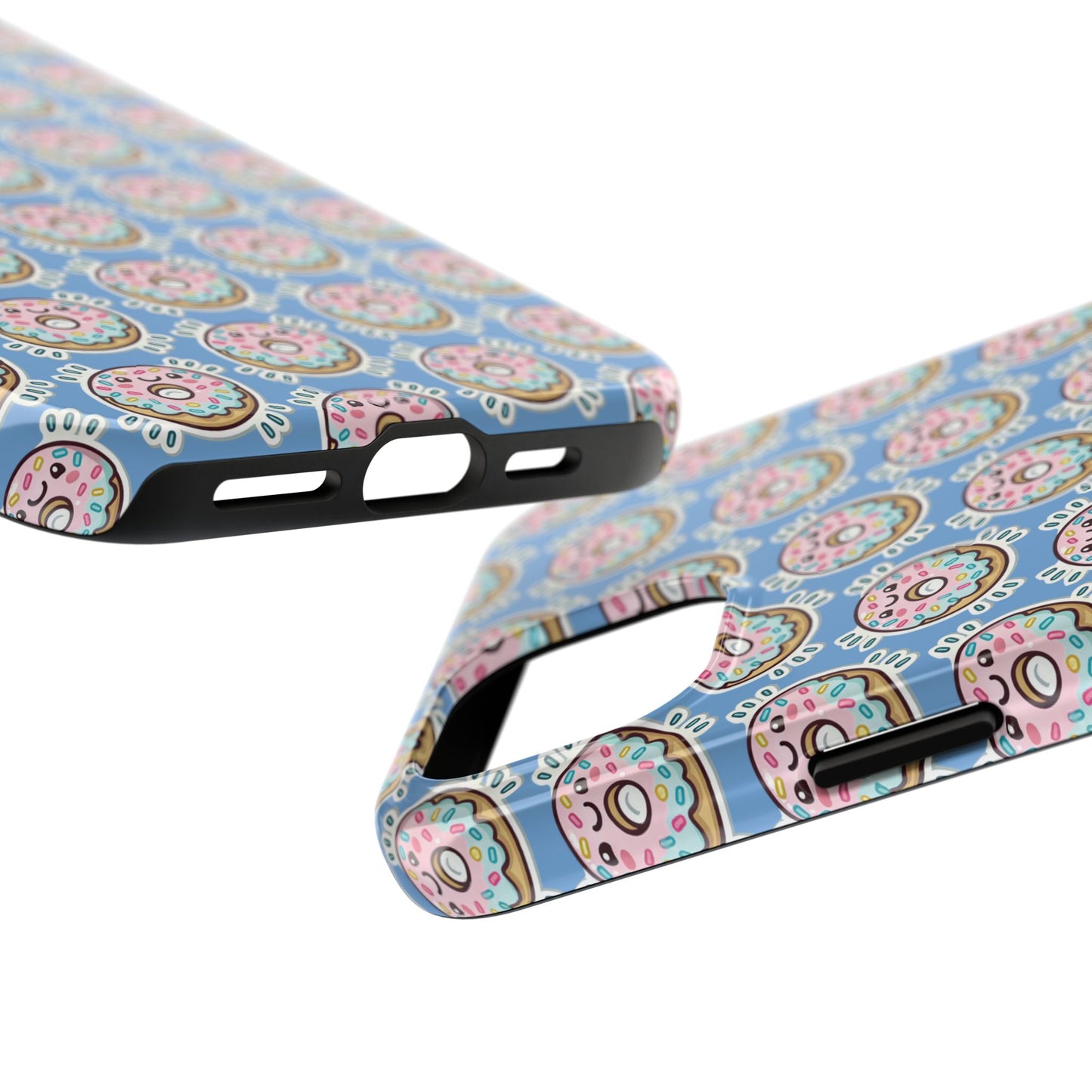 Phone Case, Korean Pop Art Sprinkle Donut Design with Periwinkle Background - Tough Protective Cover, Cute Kawaii Gift, Unique Cellphone
