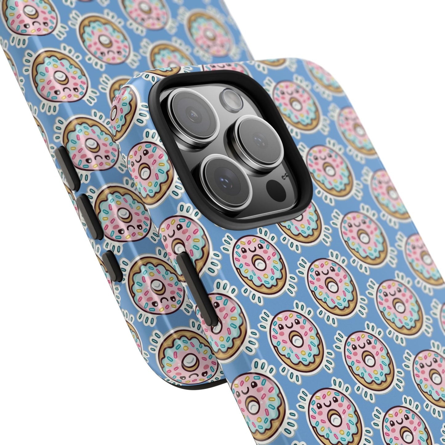 Phone Case, Korean Pop Art Sprinkle Donut Design with Periwinkle Background - Tough Protective Cover, Cute Kawaii Gift, Unique Cellphone