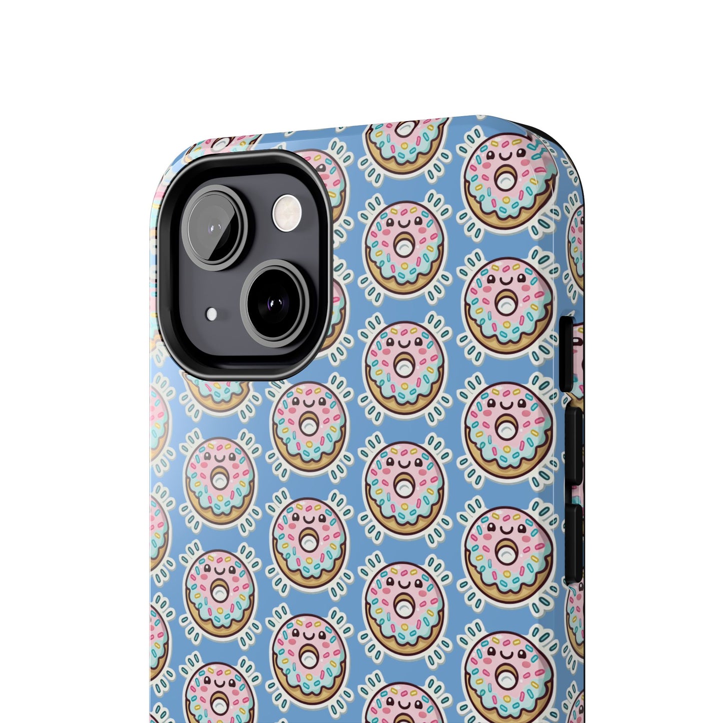 Phone Case, Korean Pop Art Sprinkle Donut Design with Periwinkle Background - Tough Protective Cover, Cute Kawaii Gift, Unique Cellphone