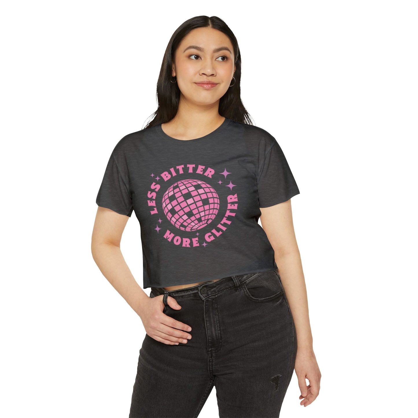 Less Bitter More Glitter Women's Festival Crop Top