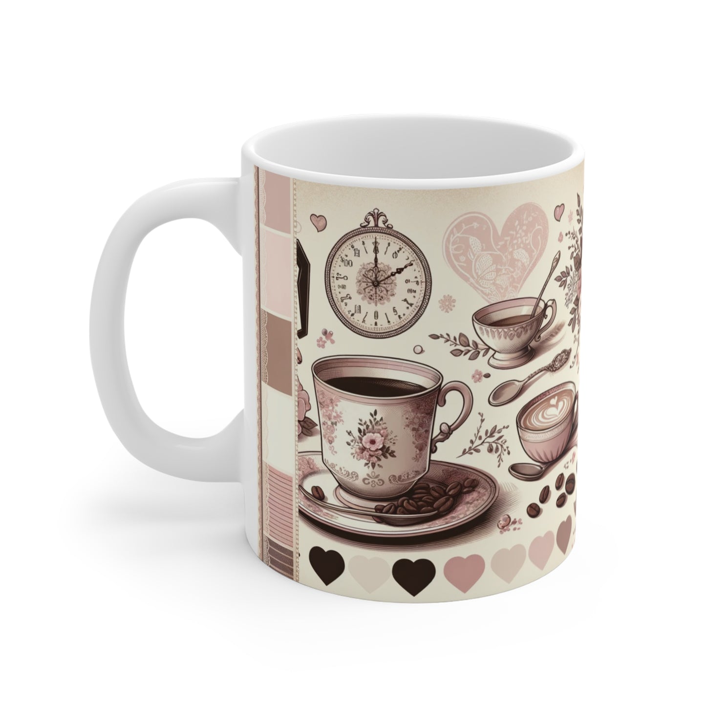Coffee Lovers Nostalgia Mug Vintage Coffee Art Cozy Aesthetic Latte Love Floral Theme Nostalgic Design Kitchen Art Coffee Love Gift for Her