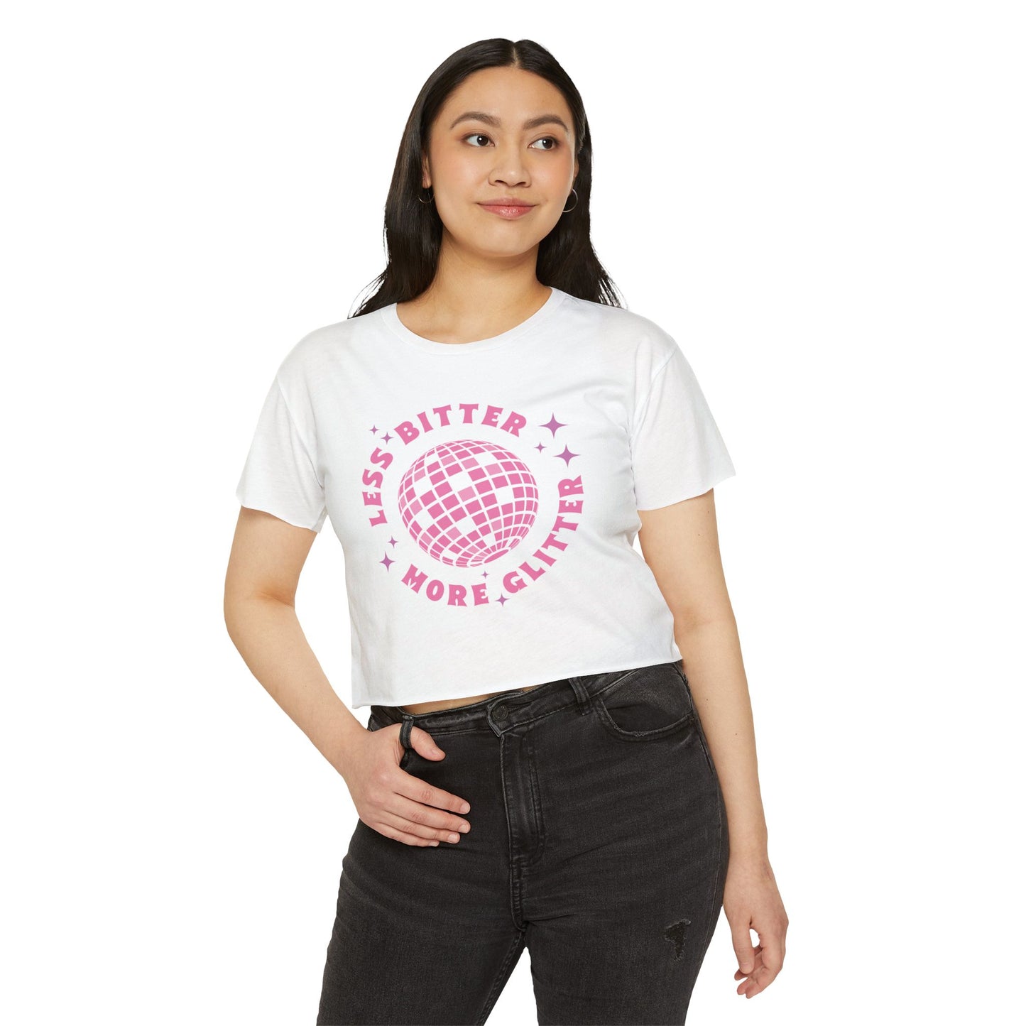 Less Bitter More Glitter Women's Festival Crop Top