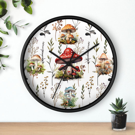 Mushroom Wall Clock, cottagecore aesthetic, decorative wall clock, Whimsical wall clock, decorative home decor