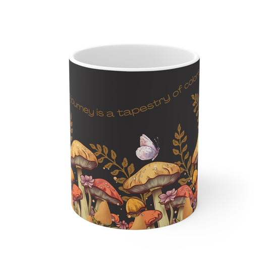 Cottagecore Mushroom Flower Butterfly White Coffee Hot Chocolate Tea Mug