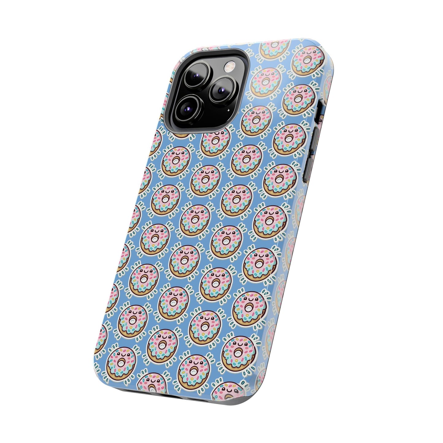 Phone Case, Korean Pop Art Sprinkle Donut Design with Periwinkle Background - Tough Protective Cover, Cute Kawaii Gift, Unique Cellphone
