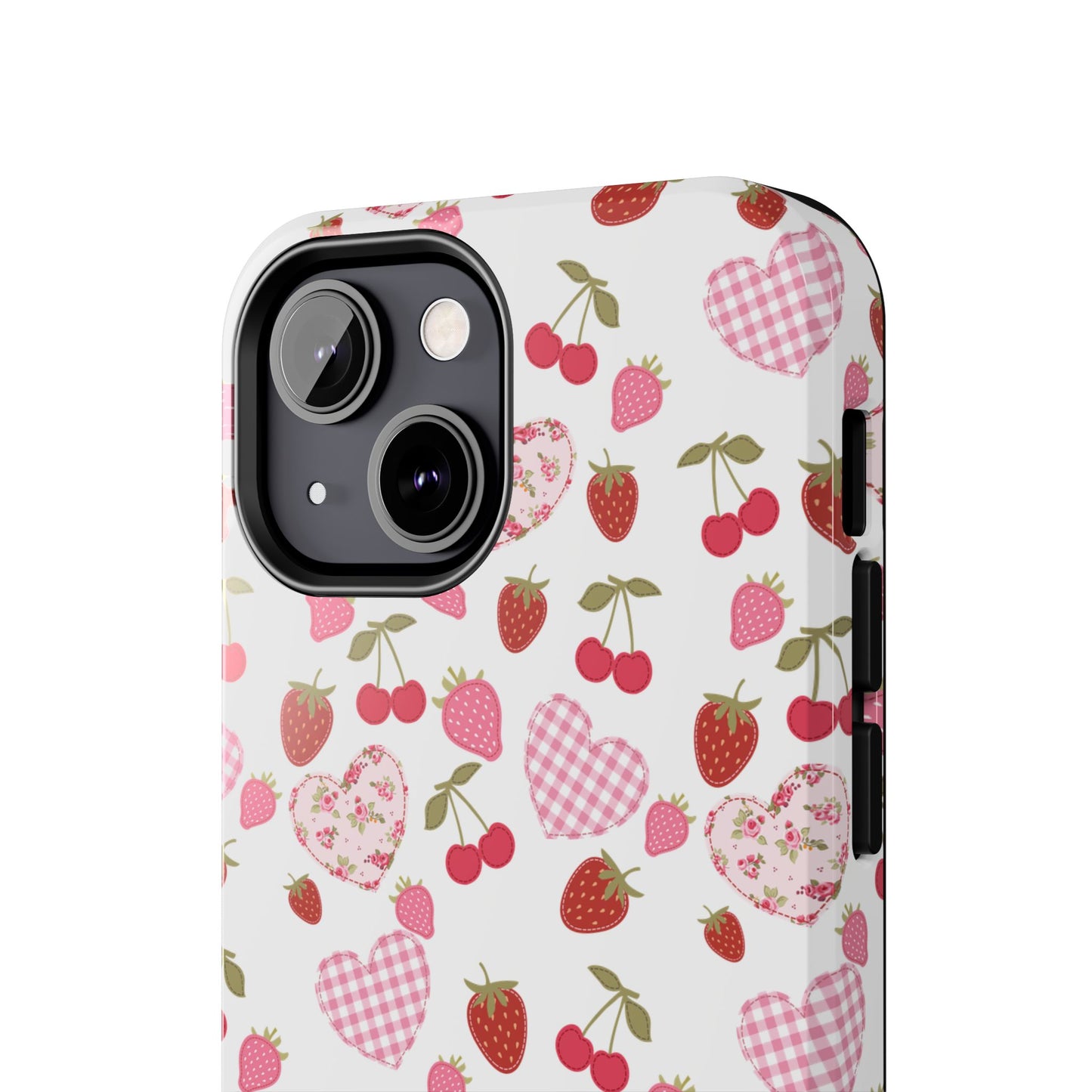 Hearts and Berries Phone Case, Coquette Design Case, Durable Phone Case, Tough Phone Cases