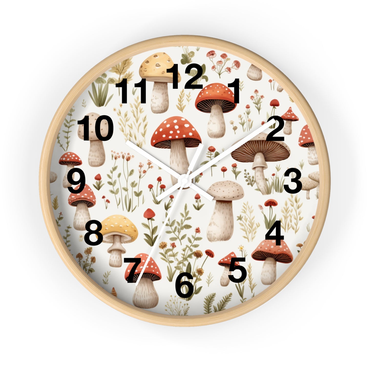 Mushroom and Meadow Wall Clock