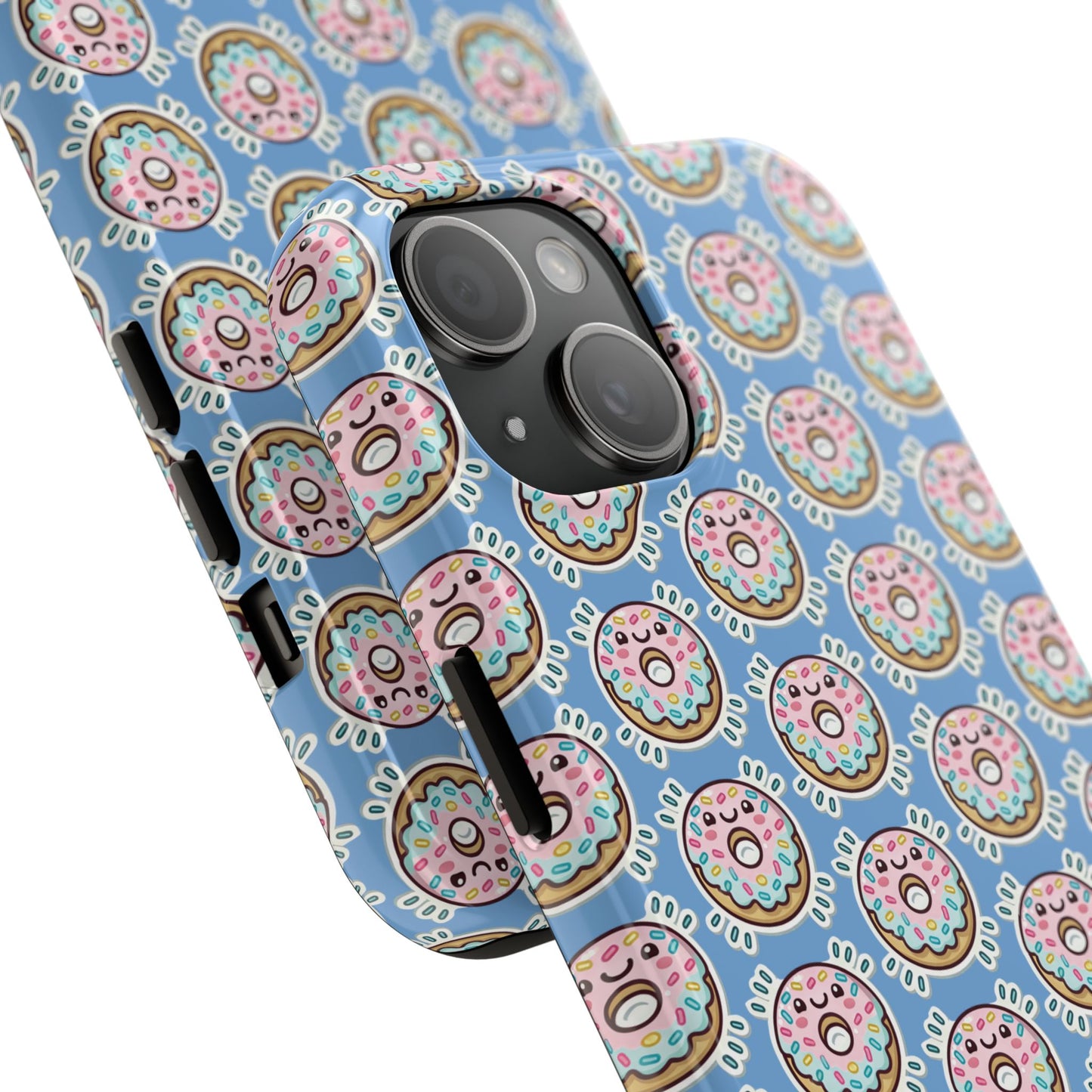 Phone Case, Korean Pop Art Sprinkle Donut Design with Periwinkle Background - Tough Protective Cover, Cute Kawaii Gift, Unique Cellphone