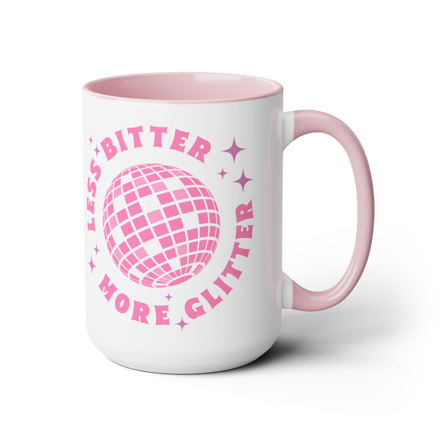 Less Bitter More Glitter Two-Tone Coffee Mugs, 15oz