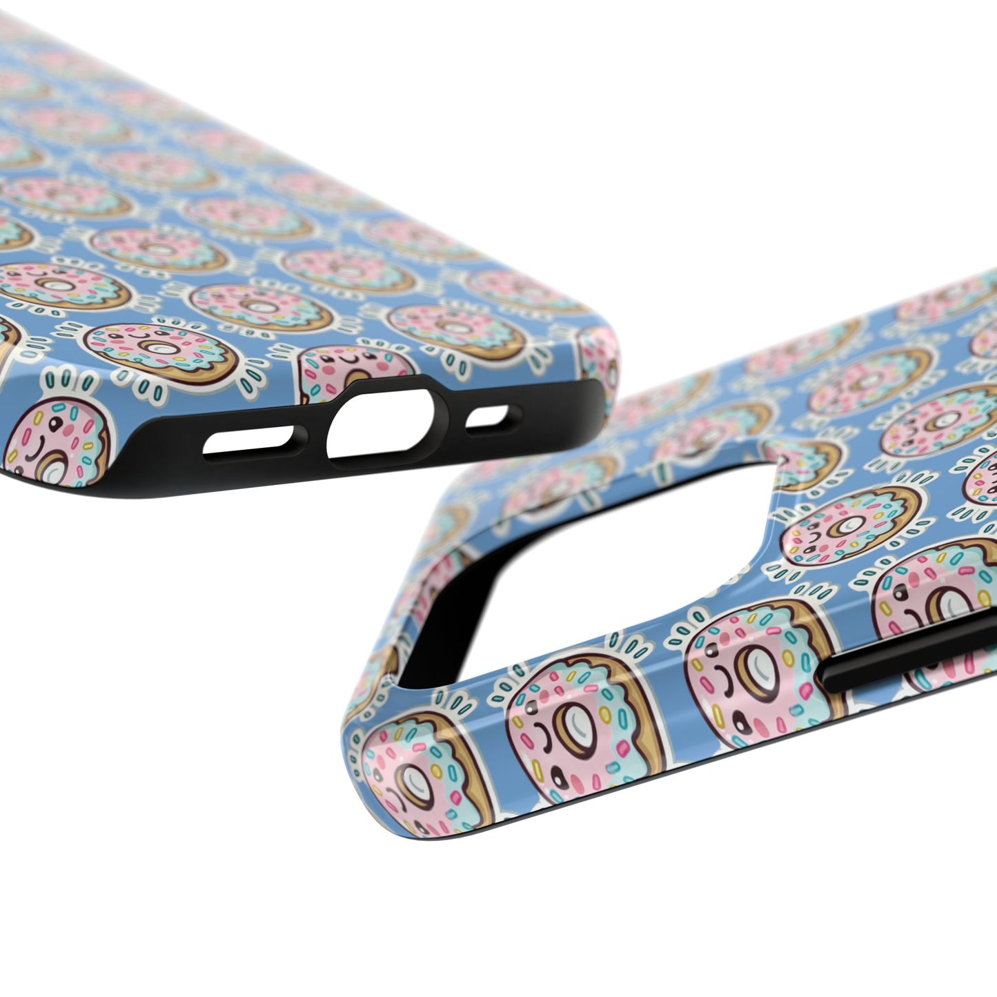 Phone Case, Korean Pop Art Sprinkle Donut Design with Periwinkle Background - Tough Protective Cover, Cute Kawaii Gift, Unique Cellphone