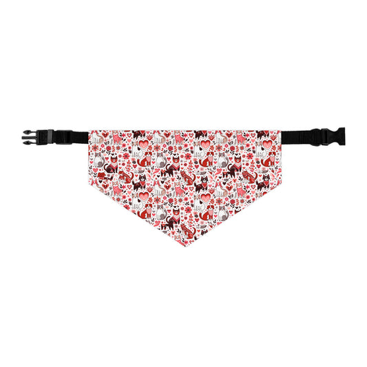 Paws of Love Pet Bandana Collar Playful Pattern Cartoon Animals Heart Motifs Valentines Day Loving Pets Vibrant Colors Pet Accessory