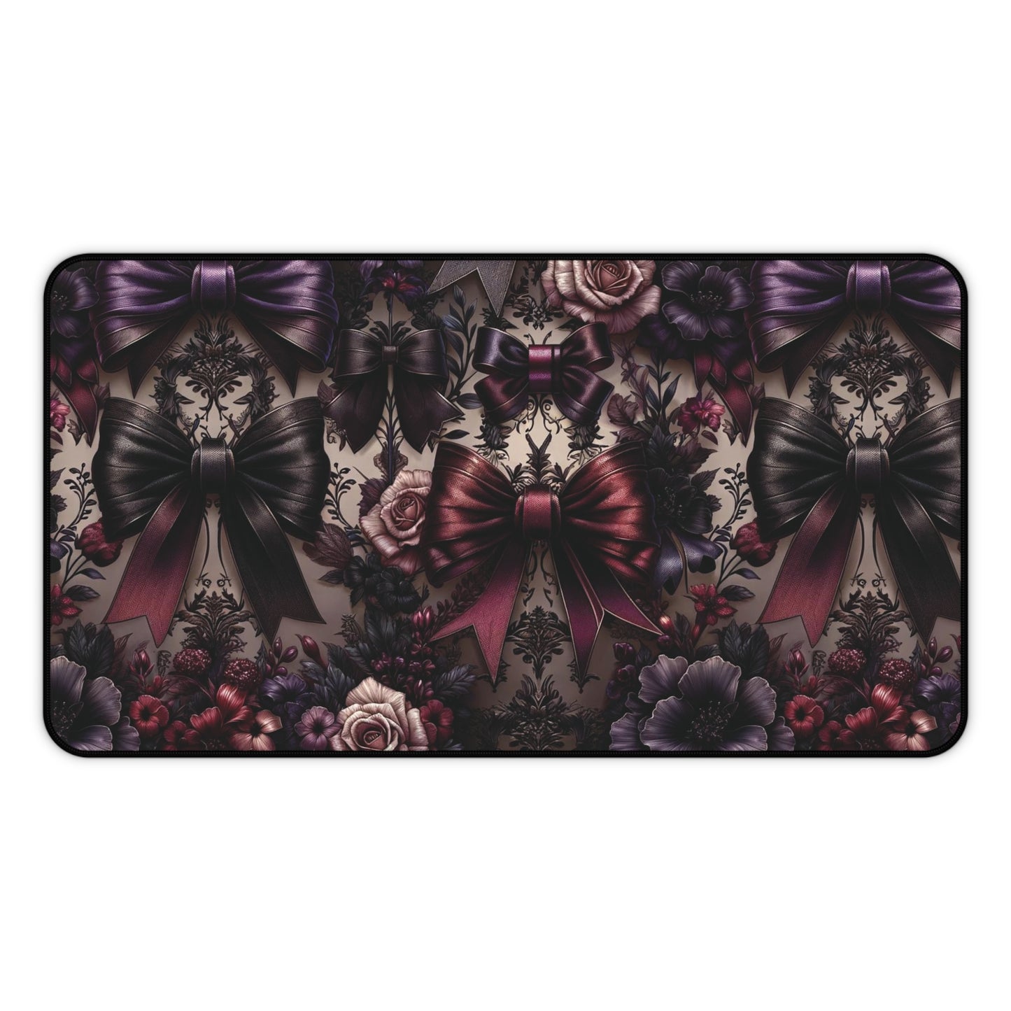 Gothic Floral Desk Mat, Gothic Coquette Mat, Coquette Desk Mat, Bow Desk Mat, Large Desk Mat, Cute Desk Mat, Desk Protector