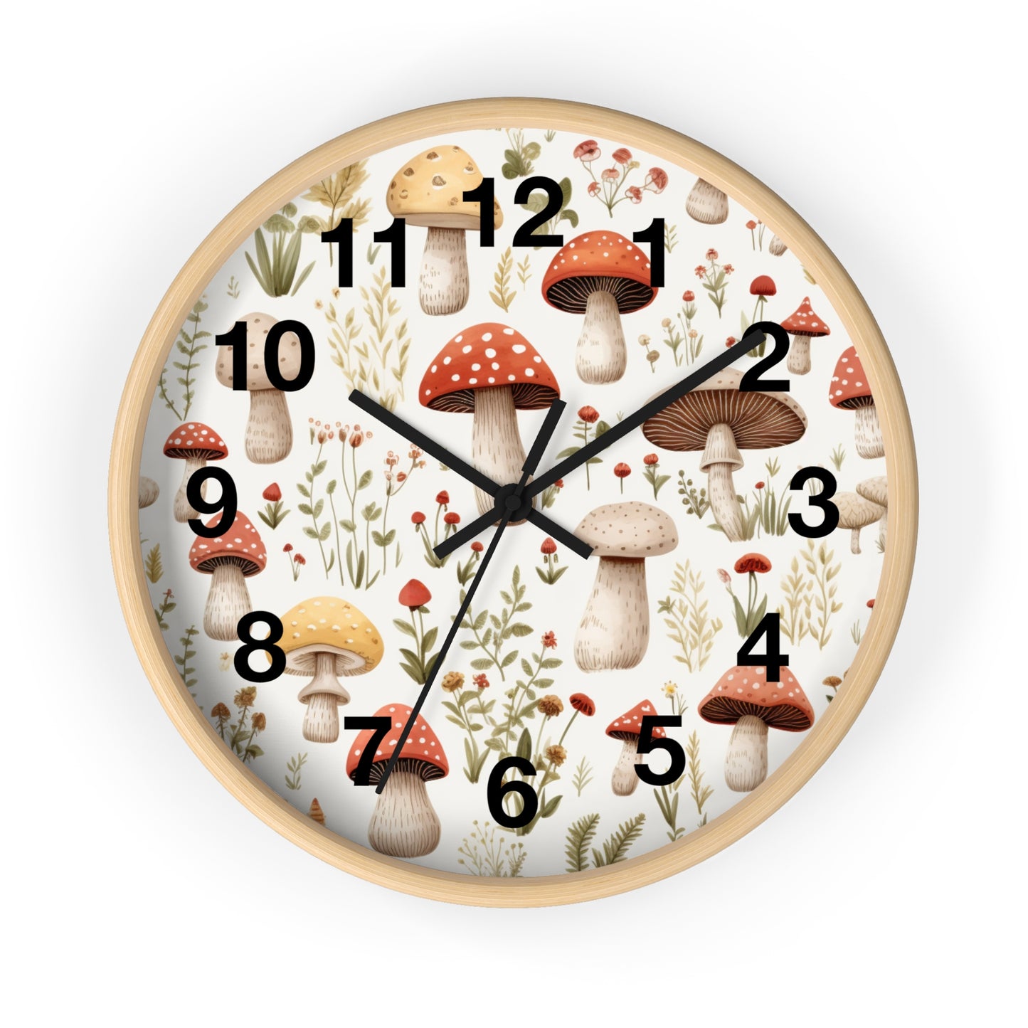 Mushroom and Meadow Wall Clock