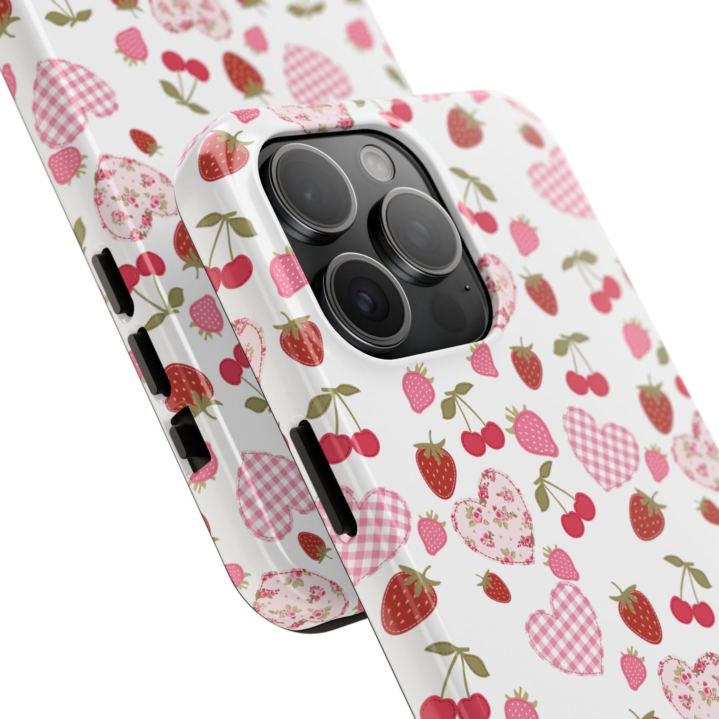 Hearts and Berries Phone Case, Coquette Design Case, Durable Phone Case, Tough Phone Cases