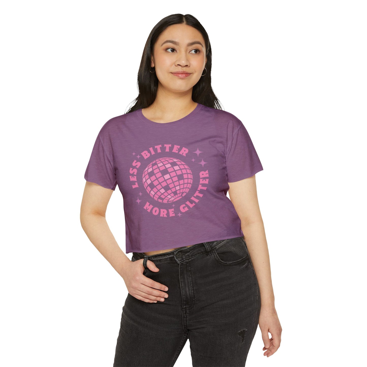 Less Bitter More Glitter Women's Festival Crop Top