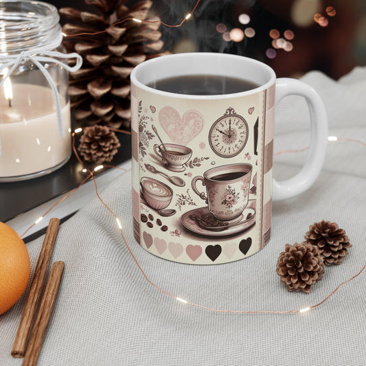 Coffee Lovers Nostalgia Mug Vintage Coffee Art Cozy Aesthetic Latte Love Floral Theme Nostalgic Design Kitchen Art Coffee Love Gift for Her