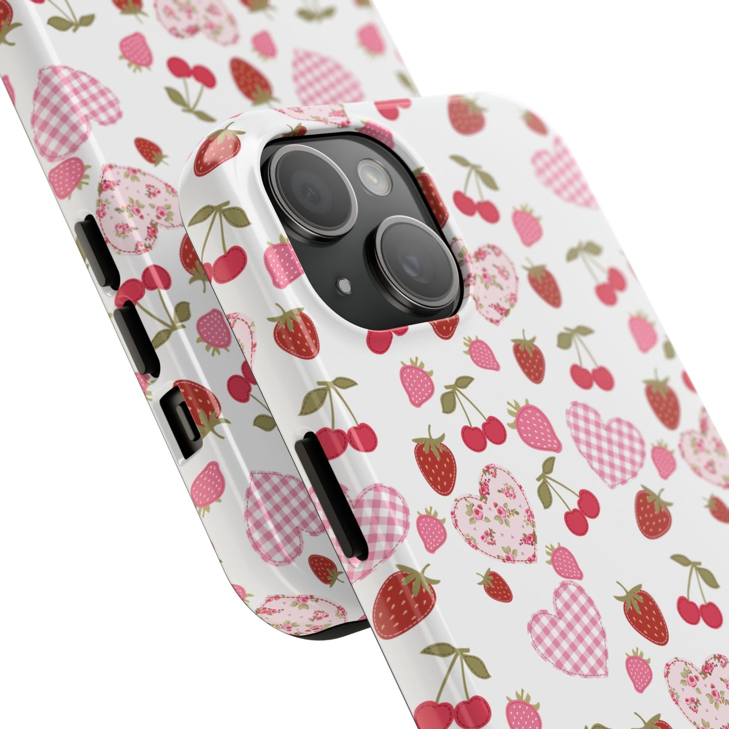 Hearts and Berries Phone Case, Coquette Design Case, Durable Phone Case, Tough Phone Cases