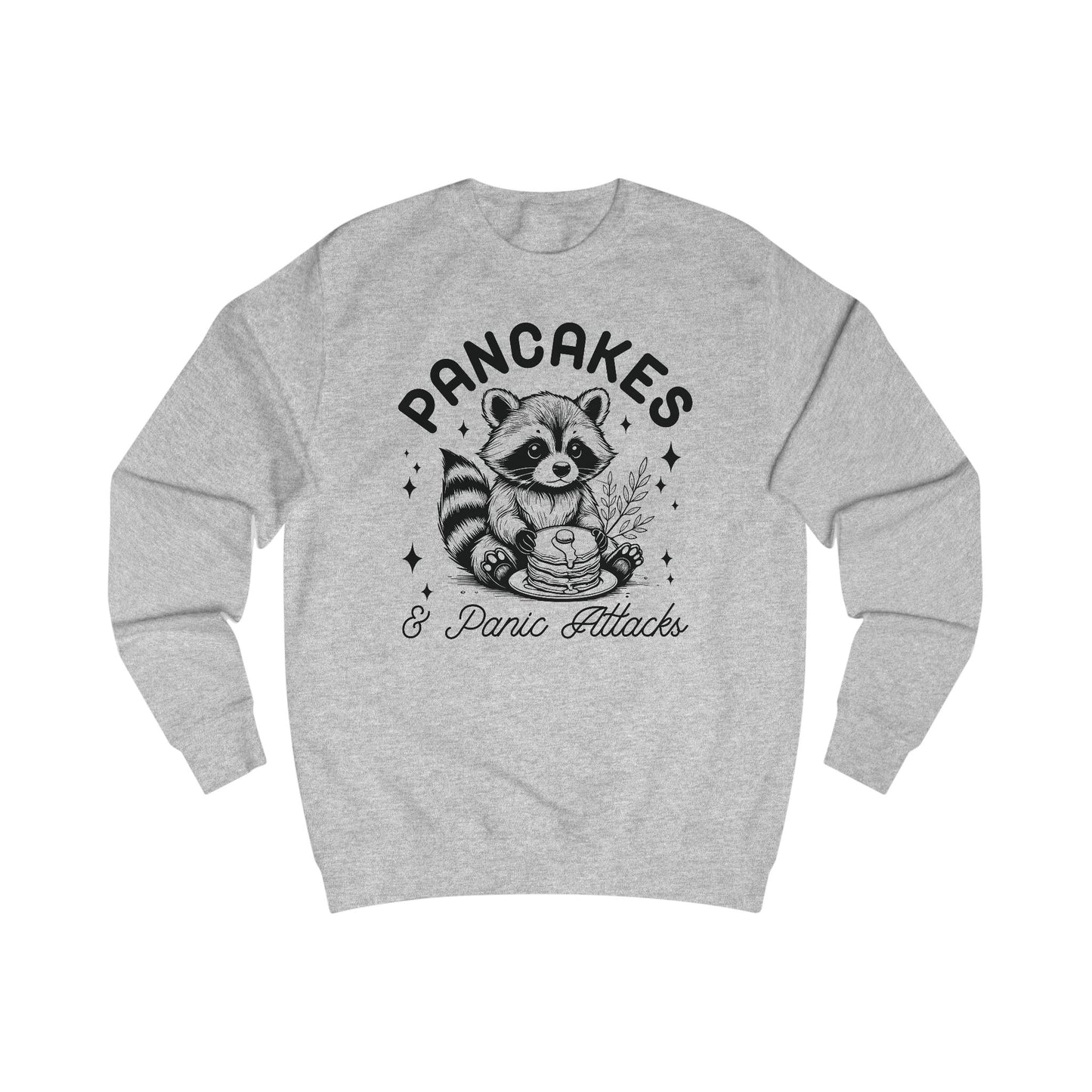 Whimsical Raccoon Sweatshirt, Pancakes and Panic Attacks, Cozy Jumper, Funny Animal Top, Cute Sweater, Gift for Raccoon Lovers
