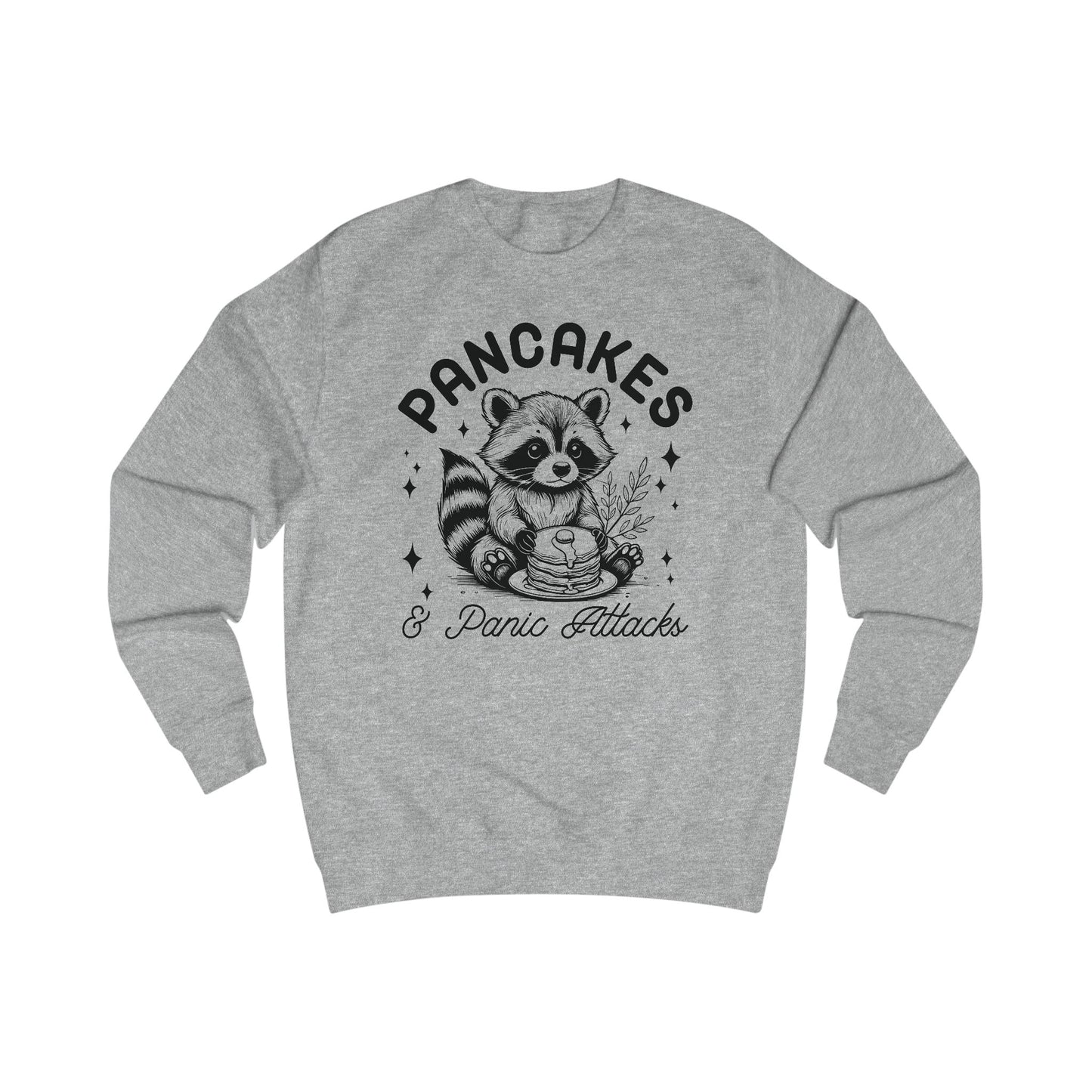 Whimsical Raccoon Sweatshirt, Pancakes and Panic Attacks, Cozy Jumper, Funny Animal Top, Cute Sweater, Gift for Raccoon Lovers